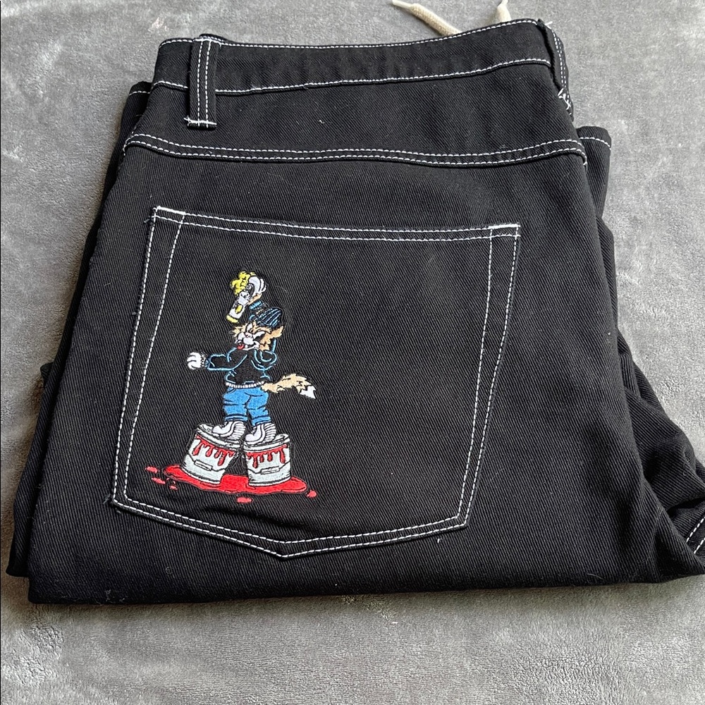 Black Embroidered Men's Jeans